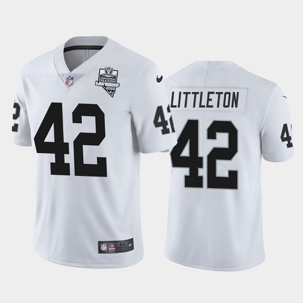 Men's Las Vegas Raiders #42 Cory Littleton White NFL 2020 Inaugural Season Vapor Limited Stitched Jersey Men's Las Vegas Raiders #42 Cory Littleton White NFL 2020 Inaugural Season Vapor Limited Stitched Jersey